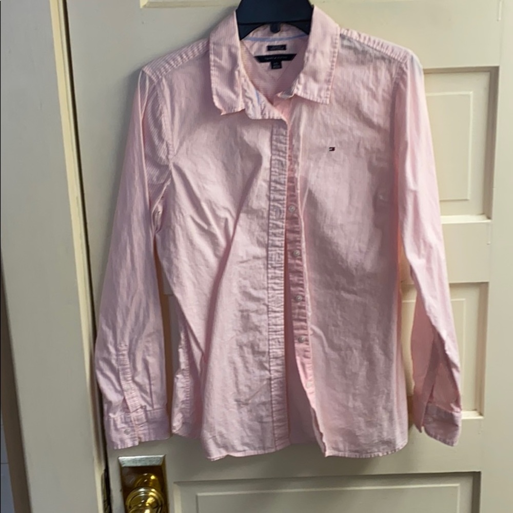 Tommy Hilfiger Large pink striped dress shirt